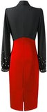Embellished-Sleeve Neck-Tie Midi Dress