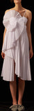 Pleated Ruffle Fan Dress, White