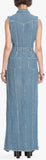 Long Denim Dress with Gold-Tone Accents
