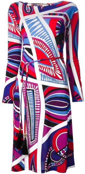 Multicolored Pattern Print Silk Blend Dress - DESIGNER INSPIRED FASHIONS