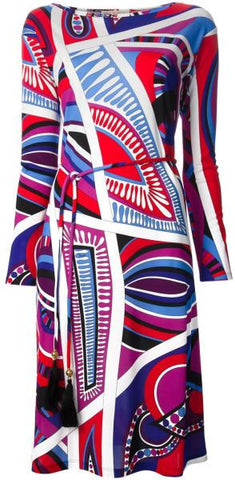 Multicolored Pattern Print Silk Blend Dress - DESIGNER INSPIRED FASHIONS