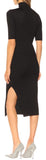 Ribbed Knit Midi Dress, Black