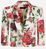 Peony-Print Brocade Jacket