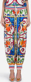 'Majolica' Print Lace-Hem Top and Pant Set