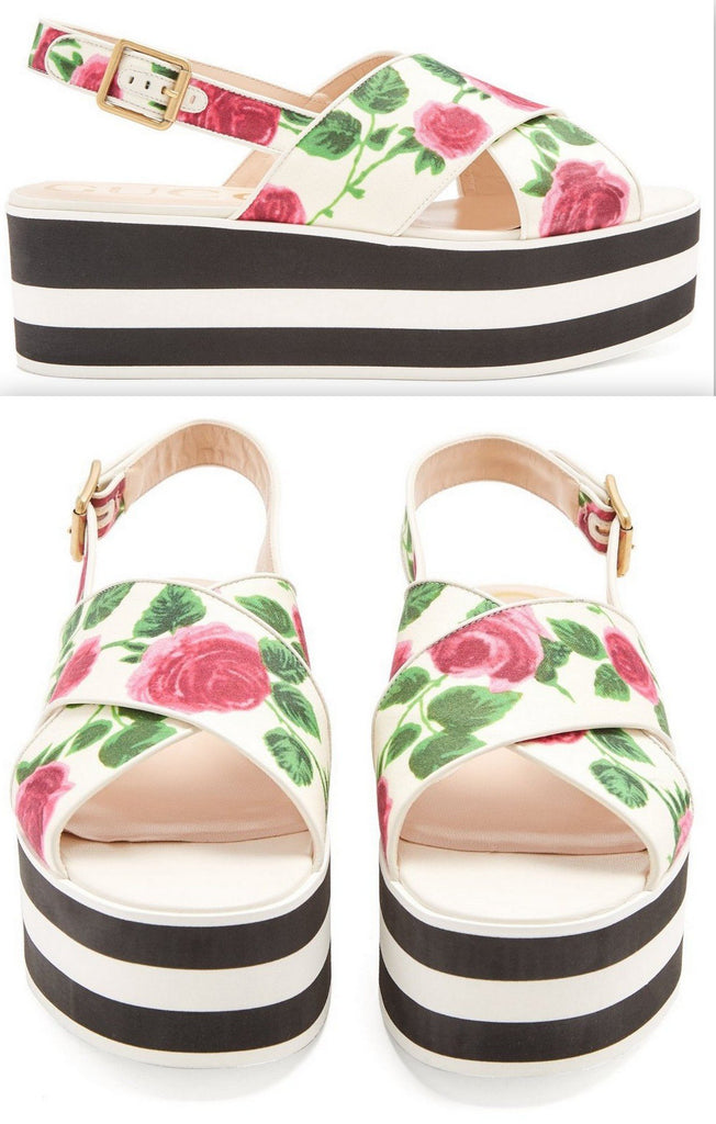 Peggy Floral-Print Flatform Slides