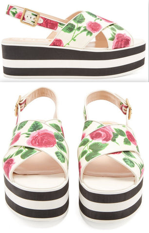 Peggy Floral-Print Flatform Slides