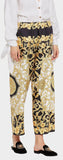 Gold Hibiscus Print Silk Twill Blouse and Cropped Trouser Set | DESIGNER INSPIRED FASHIONS