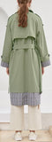 Plaid-Trim Trench Coat
