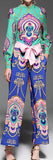Contrasting Blouse & Pant Set
