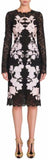 Black Lace Dress with Floral Embroidery