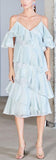 Ruffled Cold-Shoulder Chiffon Dress
