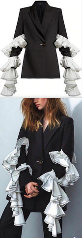 Ruffle-Sleeve Blazer Jacket