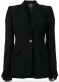 Lace-Trimmed Blazer, Black