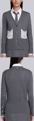 Pearl-Embroidered V-Neck Cardigan
