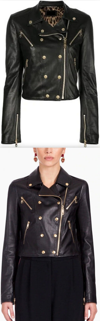 Zipper-Trimmed Biker Jacket