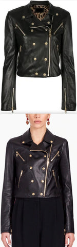 Zipper-Trimmed Biker Jacket