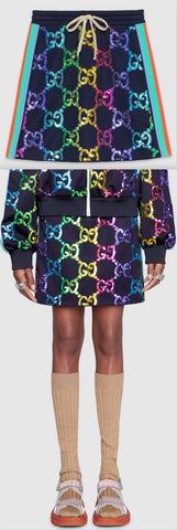 Technical Jersey Skirt with GG Sequins