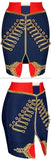 Embellished Military Stretch Mini Skirt