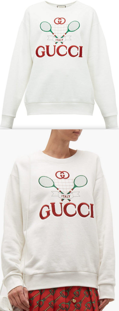 Tennis Logo Embroidered Cotton Jersey Sweatshirt