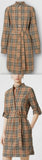 Vintage Check Cotton Tie-waist Shirt Dress