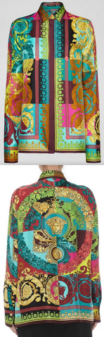 Voyage Barocco Print Silk Shirt | DESIGNER INSPIRED FASHIONS