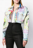 Baroque Technicolour Print Denim Jacket | DESIGNER INSPIRED FASHIONS