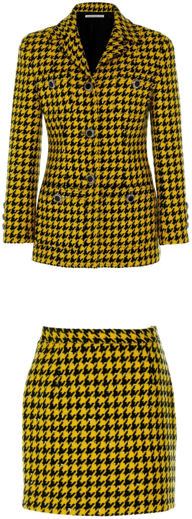 Wool-Blend Pied De Poule Tweed Jacket and Skirt Set | DESIGNER INSPIRED FASHIONS