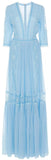 Lace-Trimmed Embroidered Chiffon Maxi Dress | DESIGNER INSPIRED FASHIONS