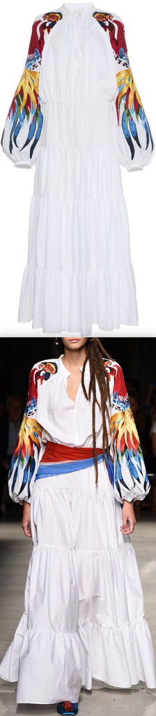 Printed-Sleeve Maxi Dress | DESIGNER INSPIRED FASHIONS
