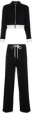 Striped Sports Jacket and Pant Set with Logo