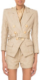 Belted Double-Breasted Jacket and Skirt Set