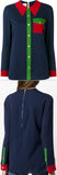 'Trompe L'oeil' Satin Shirt, Dark Blue
