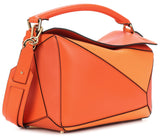 Puzzle Leather Shoulder Bag, Orange