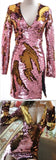 Two-Toned Sequined V-Neck Mini Dress
