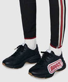 Rhyton Print Leather Sneakers, Black