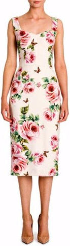 Rose-Print Sheath Dress