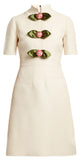 Rose-Embellished High-Neck Dress