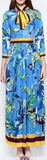 Printed Maxi Dress with Neck Tie