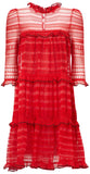 Ruffled Knit Dress Red or Black - DESIGNER INSPIRED FASHIONS