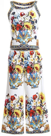 Bouquet Print Top and Cropped Capri Pant Set *Low Stock*