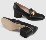 Sylvie Leather Mid-Heel Pump - Black or White