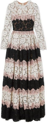Tiered Corded Lace Gown
