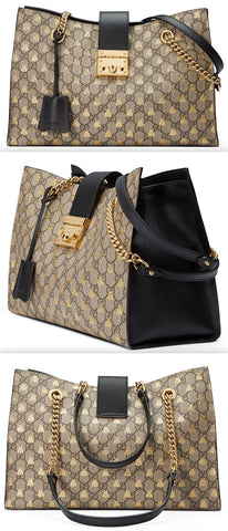 Padlock GG Supreme Canvas Bees Medium Shoulder Tote Bag