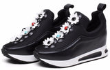 Flower-Appliques Sneakers in Black or White - DESIGNER INSPIRED FASHIONS
