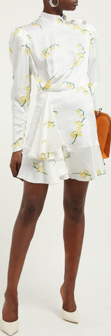 Floral-Print Silk-Devor̩ Mini Dress | DESIGNER INSPIRED FASHIONS