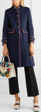 Embellished Metallic-Trimmed Wool-Felt Coat