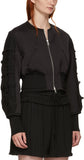 Black Gathered Sleeve Bomber Jacket