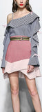 Off-the-Shoulder Ruffle Top and Asymmetrical Mini Skirt Set