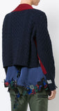 Fringed Wool Cable Knit Sweater, Blue