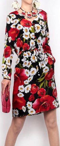 Daisy & Poppy Print Shirt Dress